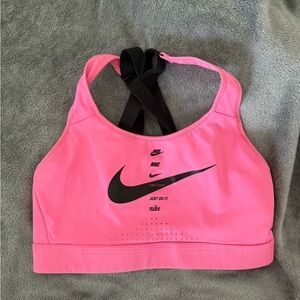 Nike Bright Pink Sports Bra with Black Logo